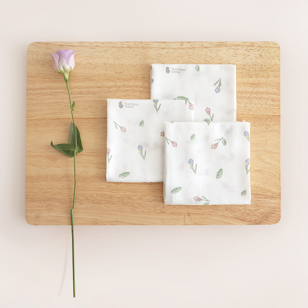 柔软竹纤维 signature 提花手帕(花蕾)_5条装