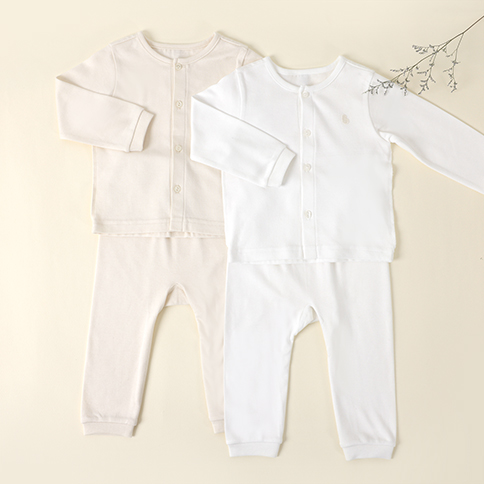 Bamboo White Cream Baby Long Sleeve Set