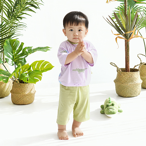 Bamboo Jungle 3/4 Sleeve High Waist Loungewear Set_Gator(6~36Months)