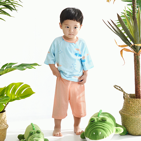 Bamboo Jungle 3/4 Sleeve High Waist Loungewear Set_Gator(6~36Months)
