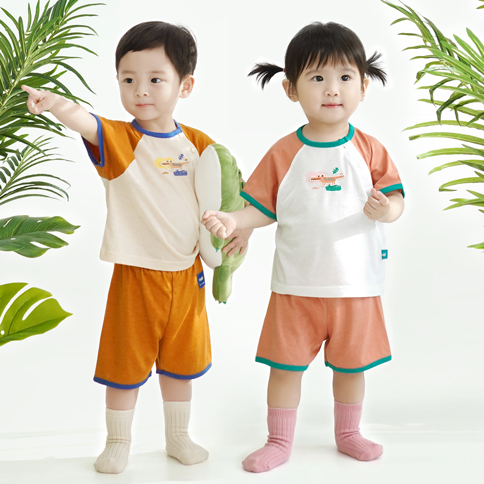 Bamboo Jungle Short Sleeve Loungewear Set_Gator(6~36Months)
