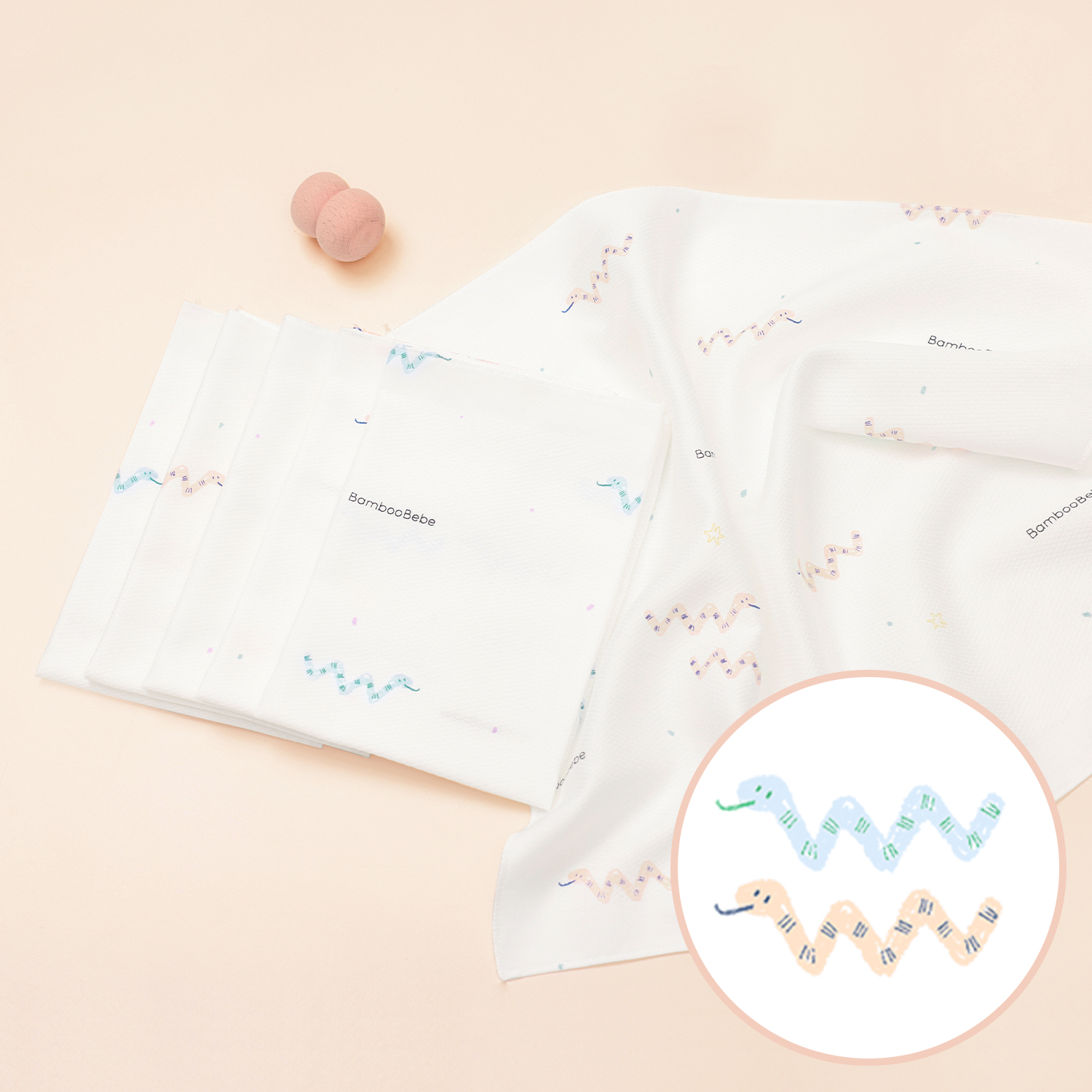 Bamboo Signature Embossed Handkerchief_Cheery Snakie 6ea