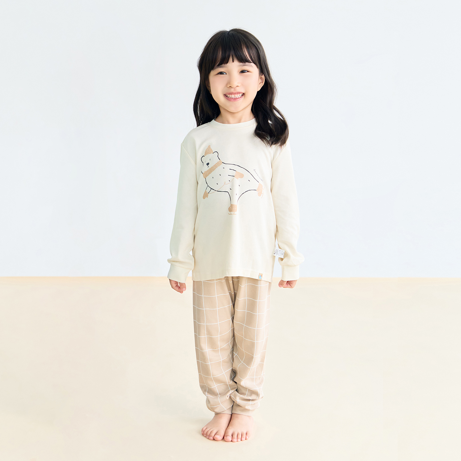Bamboo Black Bear Checked Long Sleeve Set(3~8Y)