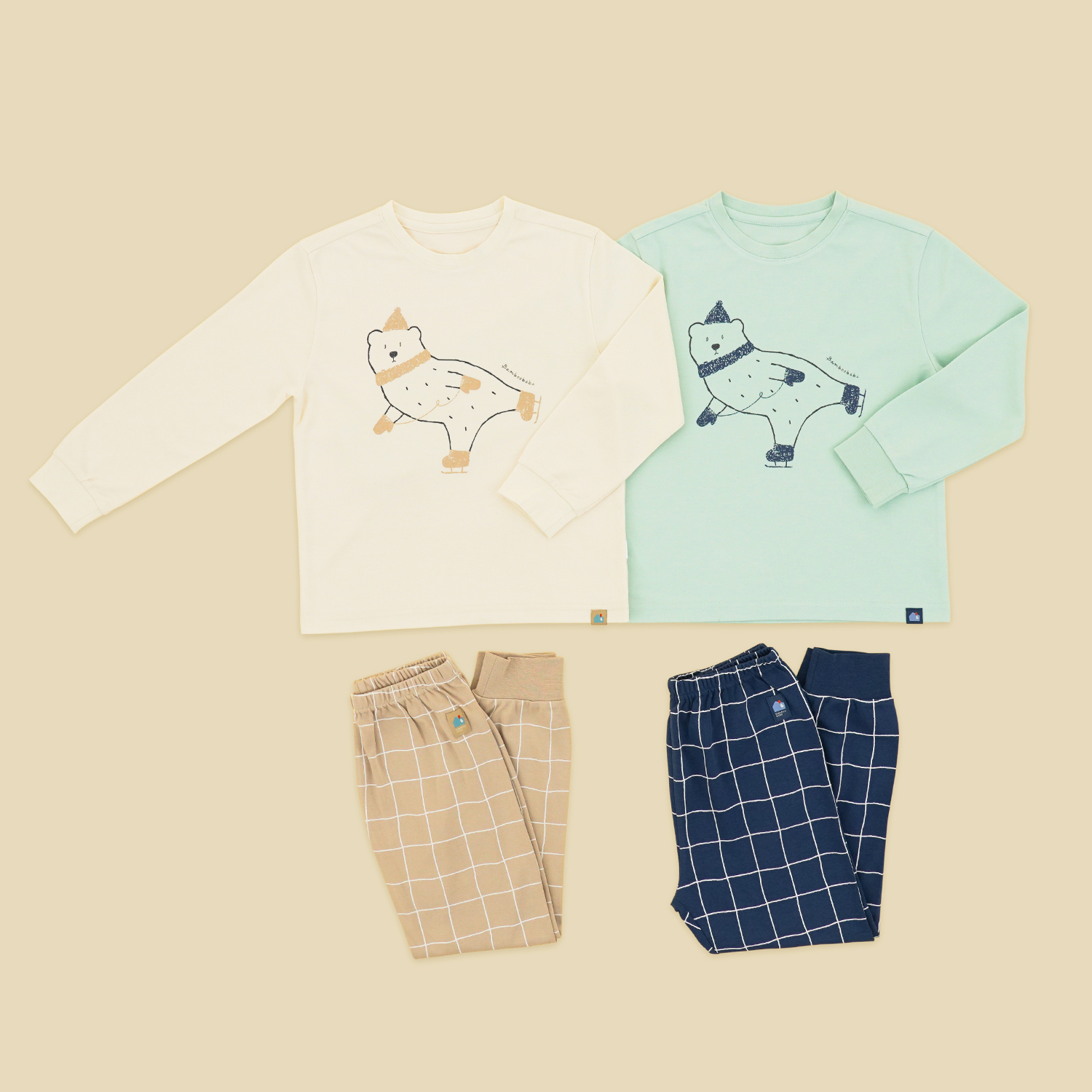 Bamboo Black Bear Checked Long Sleeve Set(3~8Y)
