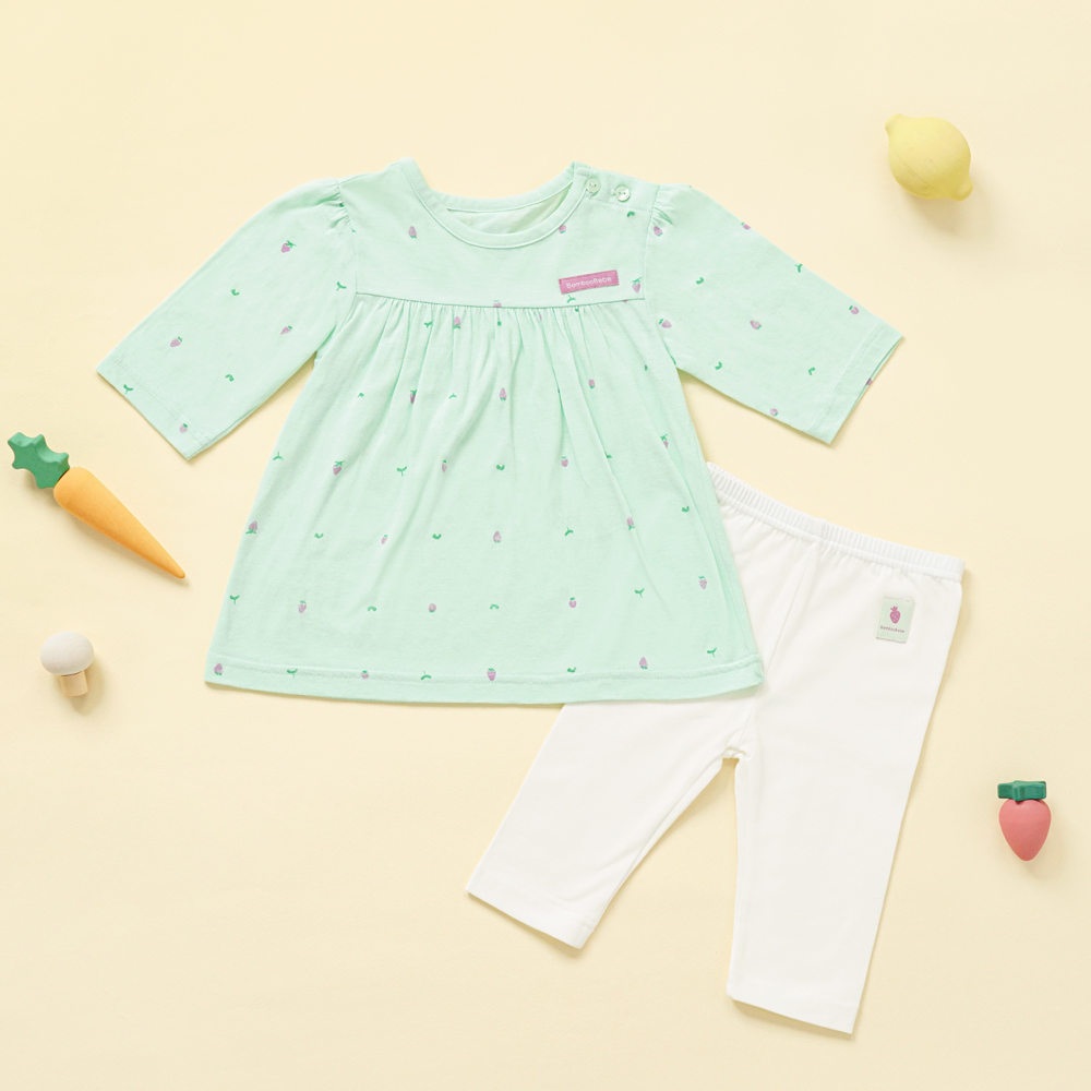 Bamboo Sweet Strawberry ¾ Sleeve Top & Pants Set(6~36Months)