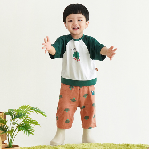Bamboo Hula Hooping Broccoli ¾ Sleeve Top & Pants Set(6~60Months)