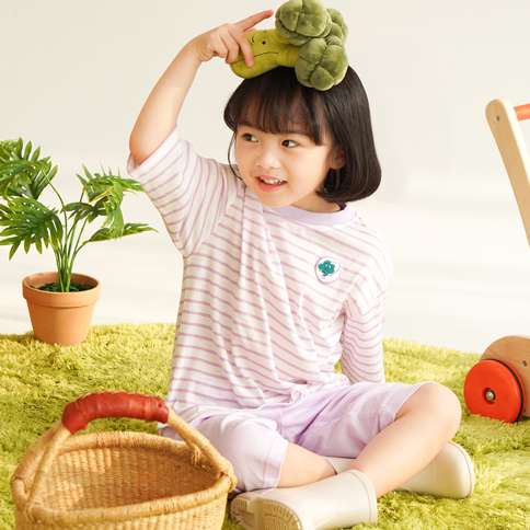 Bamboo Striped Broccoli ¾ Sleeve Top & Pants Set(6~60Months)