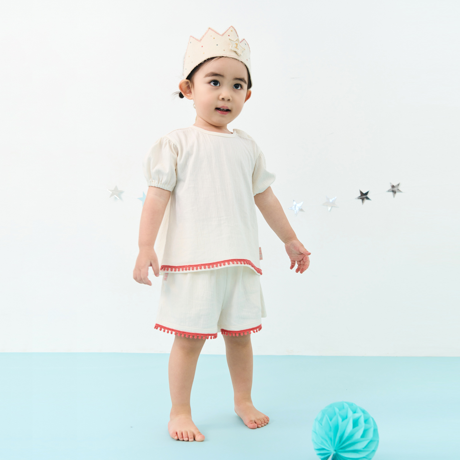 BambooWrinkle Circus Girls’ Shirring Short Sleeve Set(12M~6Y)