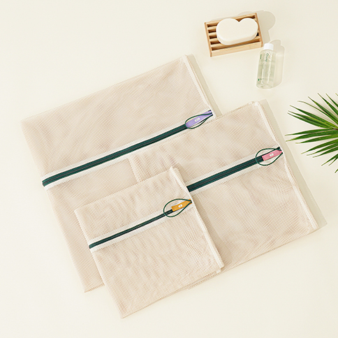 Pure Beige Non-Fluorescent Laundry Net(Square 3 Pack)